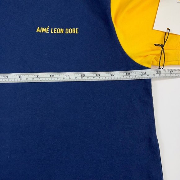 Aime Leon Dore Mens Jersey Colourblock Tee T-Shirt Blue Red Logo S New - Picture 11 of 12